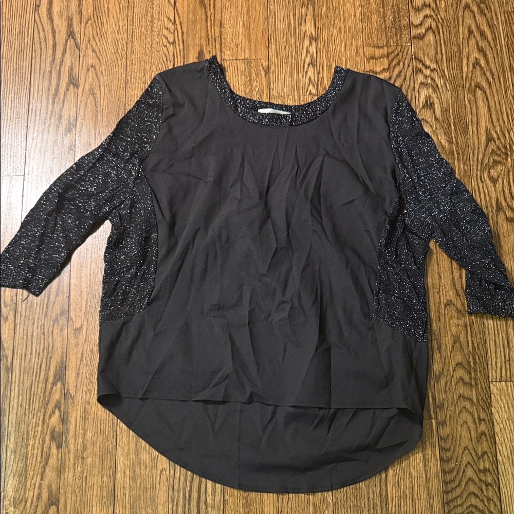 S Line Sparkle Black Blouse Half Sleeves Estimated Size Small EUC